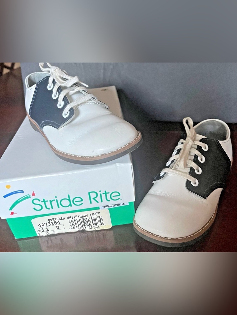 Stride Rite - Navy/White Leather Shoes Size Youth 11 D
